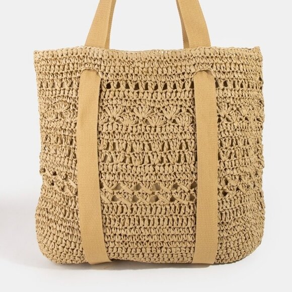 Fame Handbags - NWT Fame Large Straw Braided Tote Bag with Hat Holder